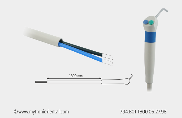 MC 3FP syringe (angled) with hose - open ends - light blue