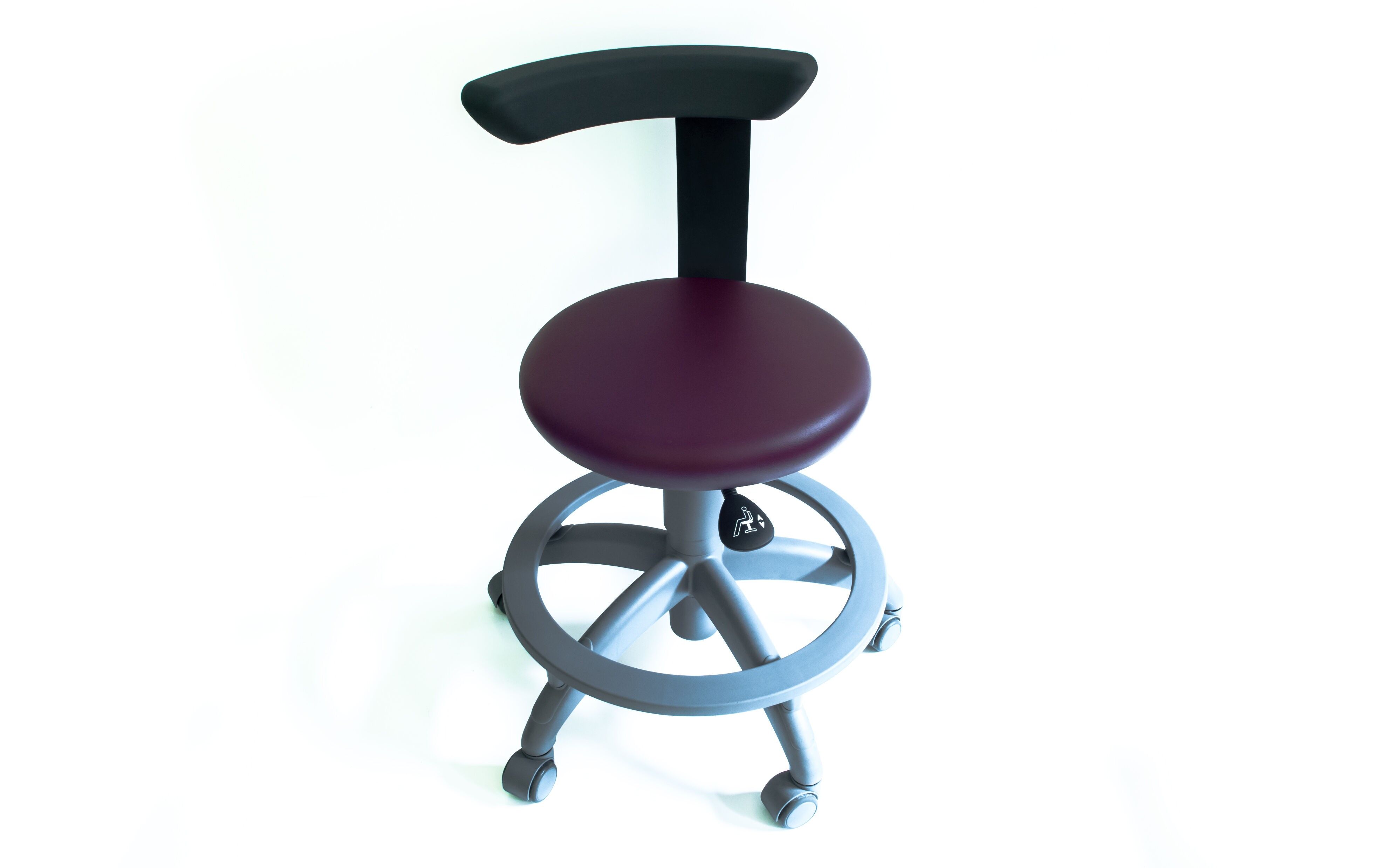 Sirona Carl office chair with foot ring - burgundy red