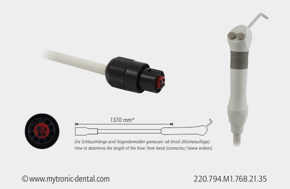 MC 3FP syringe (angled) with hose - quartz grey - for Sirona Sprayvit L connection
