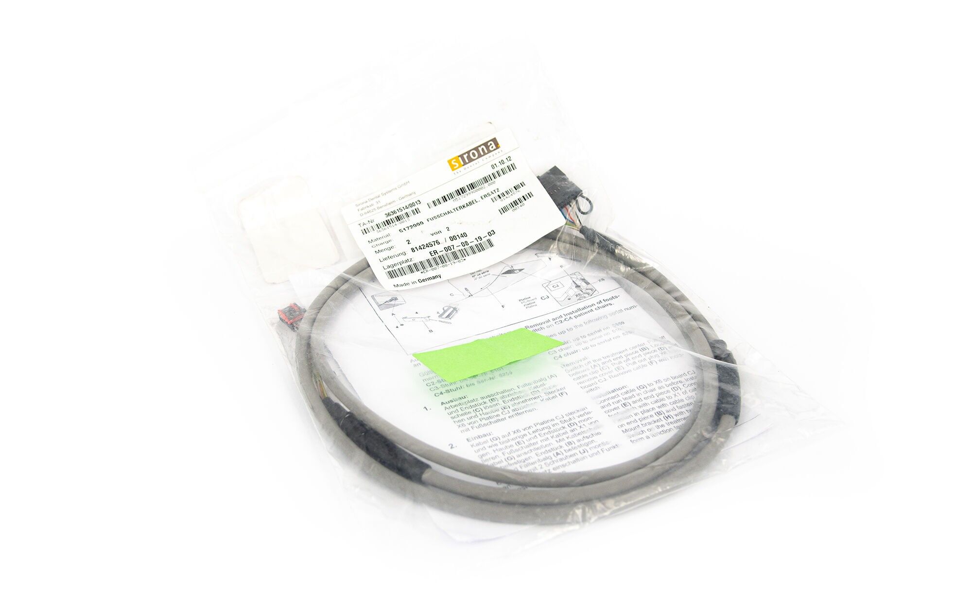 SIEMENS Sirona C-Series Foot Control Connection Cable - Used - 51 72 999